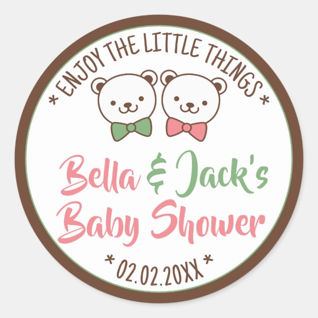 Sticker Rond Cute Teddy Bear Rustique Nostalgale Baby showers C (Devant)