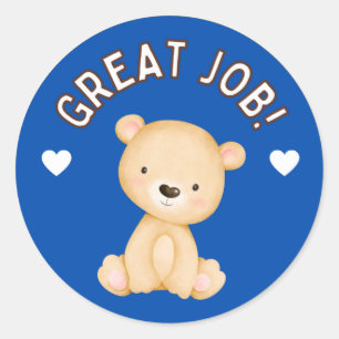 Sticker Rond Cute Teddy Great Job Student Progress Award