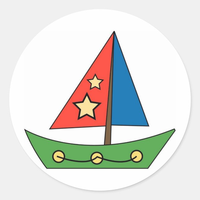 Sticker Rond Cute Toy Sailboat (Devant)