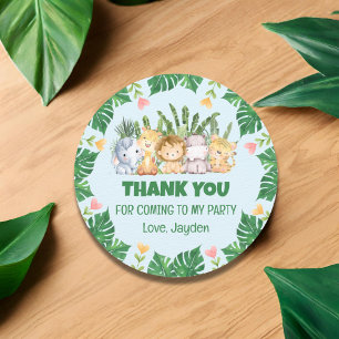 Sticker Rond Cute Tropical Jungle Safari Merci animal