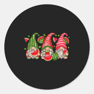 Sticker Rond Cute Tropical Watermelon Gnomes Gnomies Summer Vac