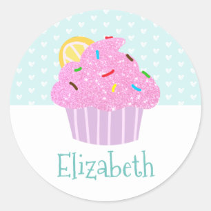 Sticker Rond Cute turquoise douce cupcake moderne petite école
