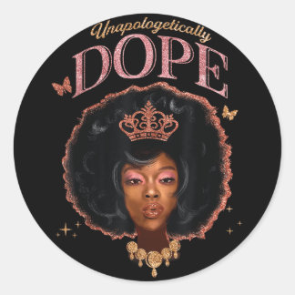 Sticker Rond Cute Unapologtiquement Melanin Queen African Ameri
