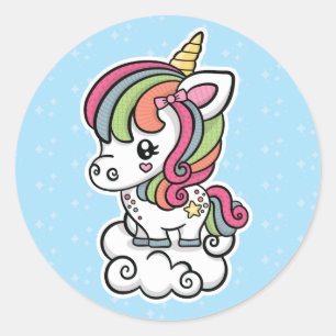 Sticker Rond Cute Unicorn