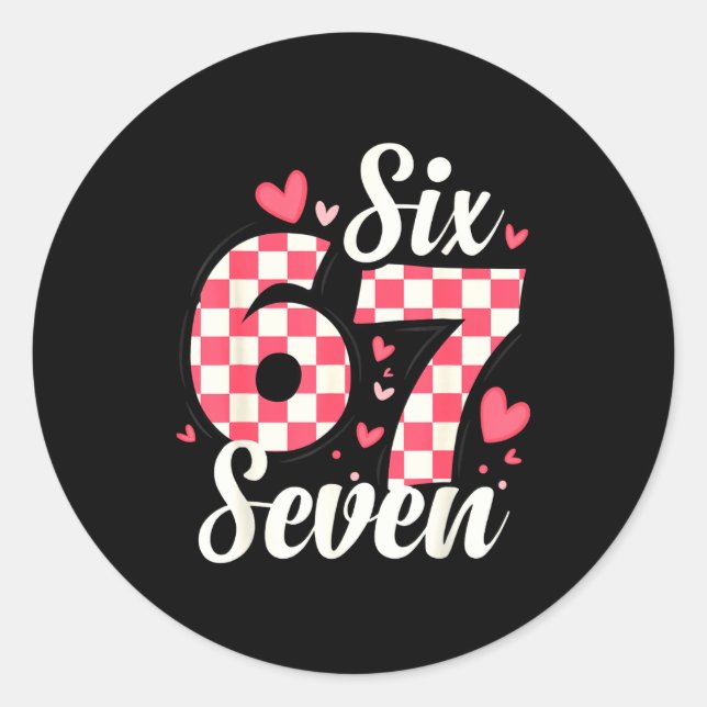 Sticker Rond Cute Valentine Six Seven Checkerboard Love Nk Hear (Devant)