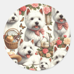 Sticker Rond Cute West Highland White Terrier sans fil