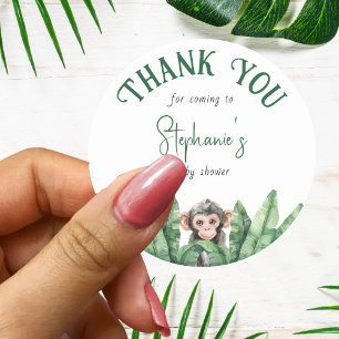 Sticker Rond Cute Wild One Safari Animaux Baby shower Merci