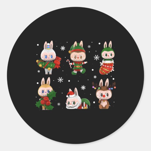 Sticker Rond Cute Xmas Labubu Lover Labubu The Monsters Christm (Devant)
