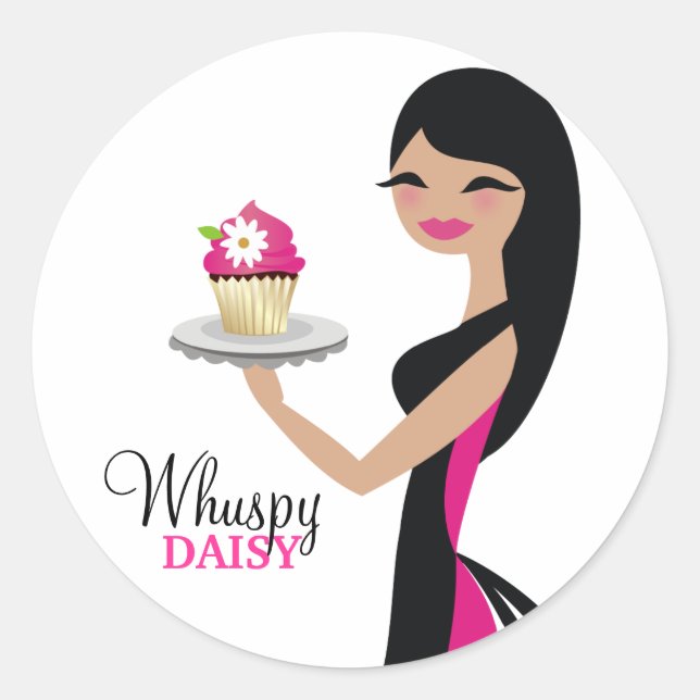 Sticker Rond Cutie Cupcake 311 Daisy | Brunette droite (Devant)