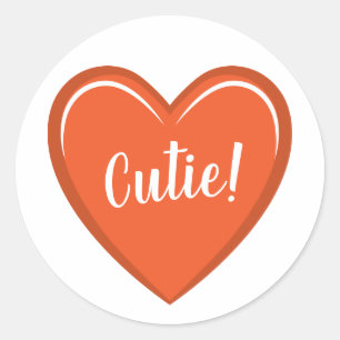 Sticker Rond Cutie Orange Heart Graphisme