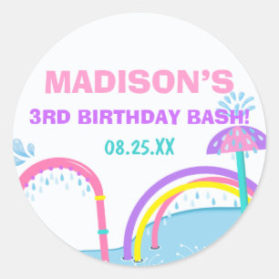 Sticker Rond Cuties Splish Splash Parc aquatique Fille Annivers
