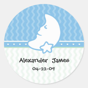 Sticker Rond Cutietoots Nouveau Nom de Bébé, Date de Naissance