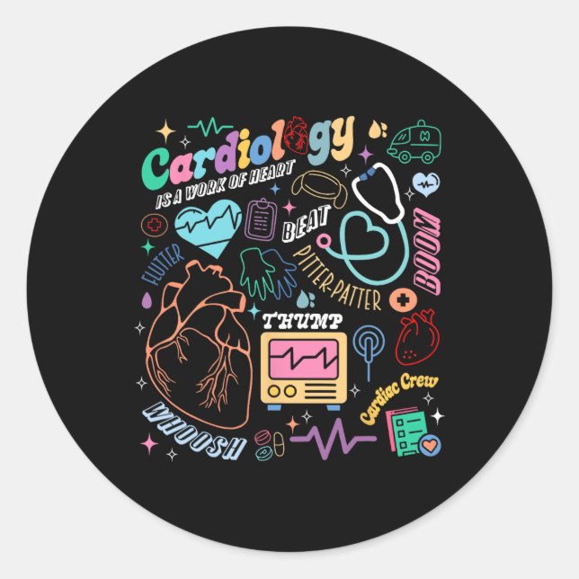 Sticker Rond Cvicu Cardiac Infirmière Retro Anatomie Cardiologi (Devant)