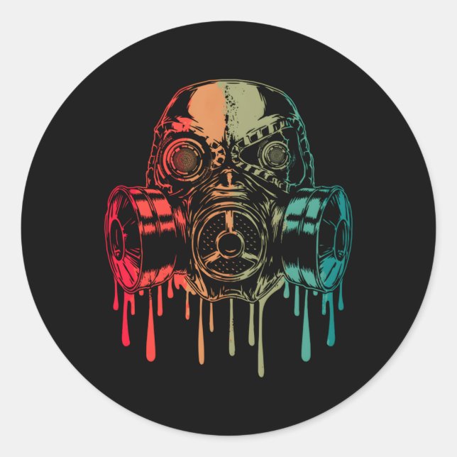Sticker Rond Cyber-déchiquetées Préppers gaz (Devant)