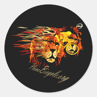Sticker Rond Cycle comme un lion sur Fire Plano Texas Cycling
