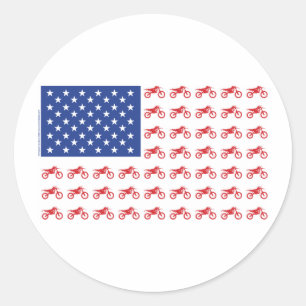 Sticker Rond Cyclisme-Drapeau-Moto-Cross