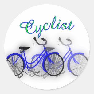 Sticker Rond Cycliste (1950 Bicycle) Dessin aquarelle