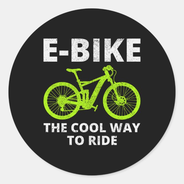 Sticker Rond Cycliste Cycliste E-Vélo Électrique E-Vélo (Devant)