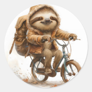 Sticker Rond Cycliste souriant