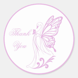 Sticker Rond Cygne gracieux avec des ailes de papillon