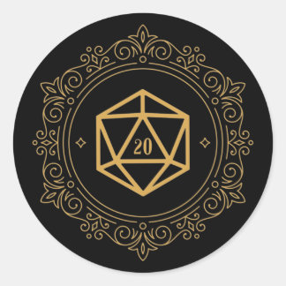 Sticker Rond D20 Dice Monogramme Tabletop RPG