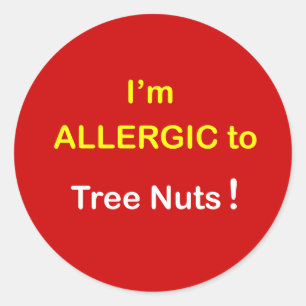 Sticker Rond d5 - Je suis allergique - des NOIX