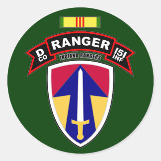 Sticker Rond D Co, 151e régiment d'infanterie - Rangers, Vietna