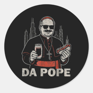 Sticker Rond Da Pope De L'Amérique Chicago Pape Leo Xiv Provost