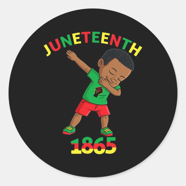 Sticker Rond Dabbing Black King Junetdix Melanin Brown peau B (Devant)