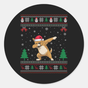 Sticker Rond Dabbing Bruxelles Griffon Chien Santa Hat Garçons