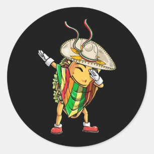 Sticker Rond Dabbing Dabbing Taco Poncho Sombrero Cinco De Mayo