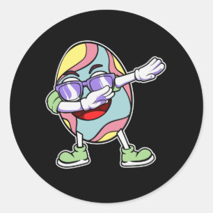 Sticker Rond Dabbing Easter Bunny Egg Chasse Panier Enfants Gar