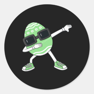 Sticker Rond Dabbing Egg Pâques Jour Amusants Dab Garçons Fille