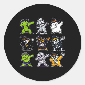 Sticker Rond Dabbing Halloween Boys Skeleton Zombie Scary Pumpk