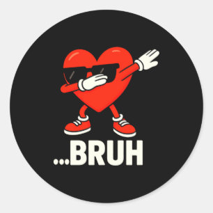 Sticker Rond Dabbing Heart Célibataires Bruh Mème Drôle Saint V