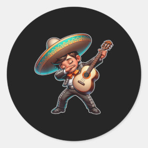 Sticker Rond Dabbing Mariachi Cinco De Mayo Enfants Garçons Mex