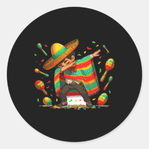 Sticker Rond Dabbing Mexicaine Poncho Cinco De Mayo Garçons Hom