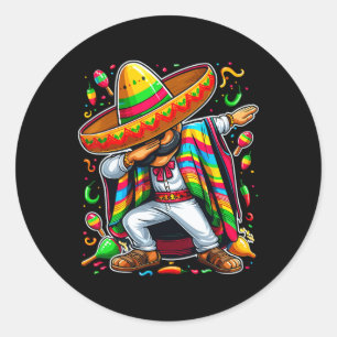 Sticker Rond Dabbing Mexican Poncho Cinco De Mayo