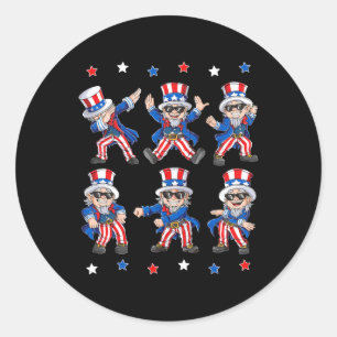 Sticker Rond Dabbing Oncle Sam 4 juillet Garçons Filles Enfants