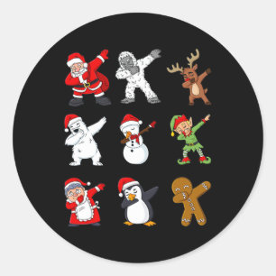 Sticker Rond Dabbing Père Noël Et Amis Noël Garçons Gir