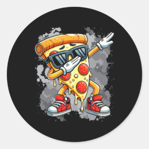 Sticker Rond Dabbing Pizza Slice Dance Pizza Toddler Boy Dancin
