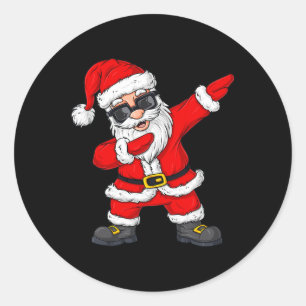 Sticker Rond Dabbing Santa Claus Noël Dab Garçons Filles Enfant