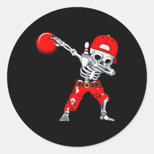 Sticker Rond Dabbing Skeleton Bowun amusant Skull Halloween Cos