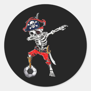 Sticker Rond Dabbing Skeleton Pirate Et Soccer Ll Halloween Co