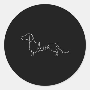 Sticker Rond Dachshund Chiweenie Wiener Dog Log Sketch