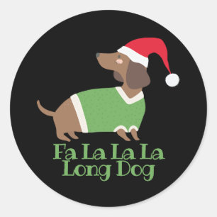 Sticker Rond Dachshund de Noël drôle