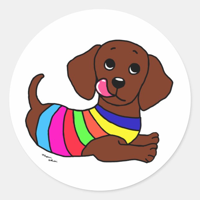 Sticker Rond Dachshund Dessin 1 (Devant)