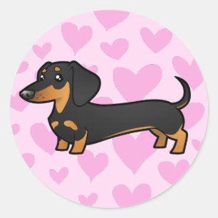 Sticker Rond Dachshund Love (manteau lisse)