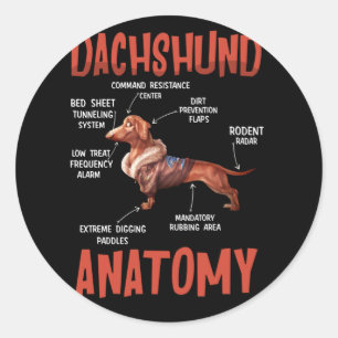 Sticker Rond Dachshund mignonne pour Wiener Doxie amoureux Anat