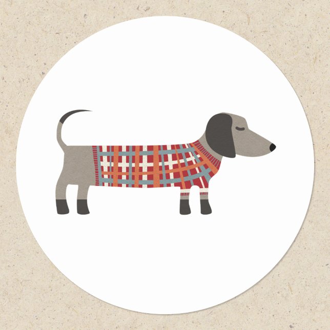 Sticker Rond Dachshund Saucisse Wiener Chien (Dachshund Wiener Sausage Dog sticker)
